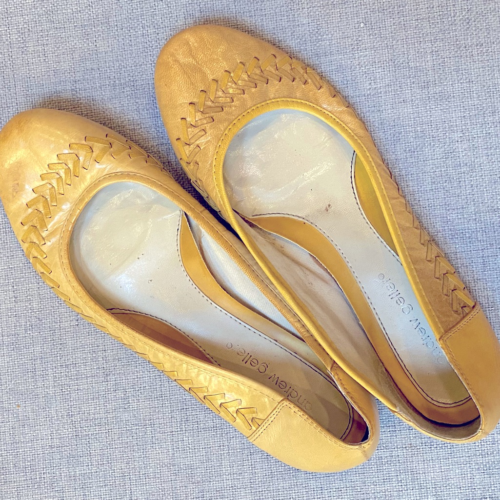Andrew Geller Brand Nanette Mustard Yellow Woven Ballet Flat Size 9